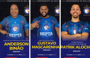 Anderson Binão, Mestre Gustavo Mascarenhas e Patrick Alochio estão de contrato renovado com a Boa Vista para o Carnaval de Vitória 2026.