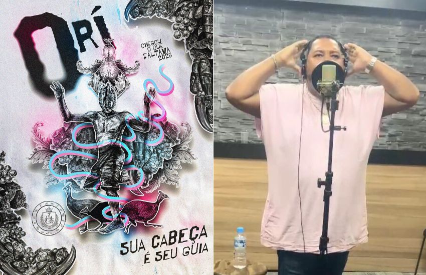 Igor Viana, intérprete da Chegou O Que Faltava, cantando o samba da escola para 2026.