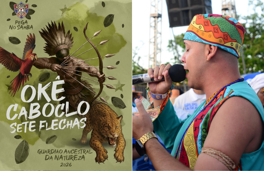 Samba-enredo do Pega no Samba, na voz do intérprete oficial Breno Almeida