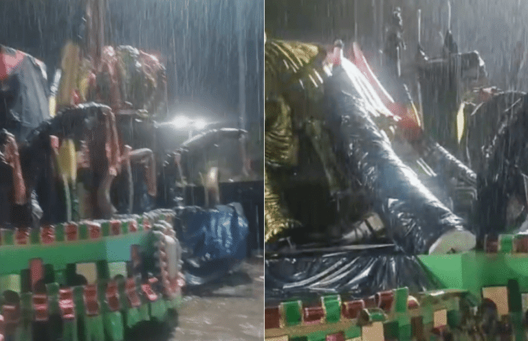 Escultura do abre-alas da Imperatriz do Forte foi completamente danificada